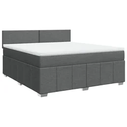 Vidaxl Box spring postelja z vzmetnico temno siva 180x200 cm blago