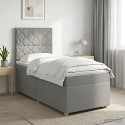 vidaXL Postelja boxspring z vzmetnico Svetlo siva 80 x 200 cm Blago