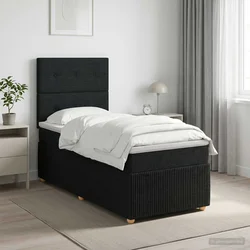vidaXL Postelja boxspring z vzmetnico Črna 100 x 200 cm Blago