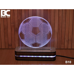 Black Cut 3D Lampa sa 9 različitih boja i daljinskim upravljačem - Fudbalska lopta ( B10 )