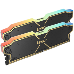 Lexar 32GB Kit (2x16GB) THOR DDR5 6000 CL38 1.3V Memory with heatsink and RGB lighting, Black Color, Dual pack