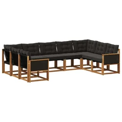 Set vanjskih sofa s jastukom 9 pcs Prirodna i crna