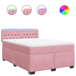 Vidaxl Box spring postelja z vzmetnico roza 140x200 cm žamet
