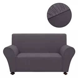 VIDAXL raztegljiva prevleka za kavč (bombaž, džersi), siva