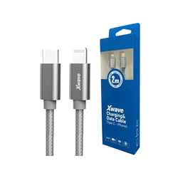 Xwave Kabl USB Tip-C za IPHONE 2M 3A,lightning aluminium,upleteni,tamno sivi