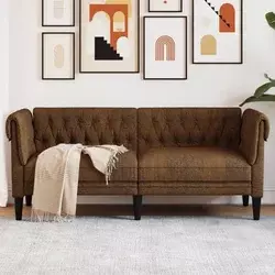 Dvosjed Chesterfield smeđi od tkanine