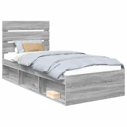Vidaxl Konstrukcija postelje z vzglavjem Siva Sonoma 90 x 200 cm