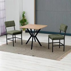 HANAH HOME Set Trpezarijski sto i 2 stolice Dubai Green Walnut