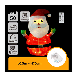 Aigostar - LED Božićna dekoracija za spoljašnju upotrebu 50xLED/3xAA 0,7m IP44 toplo svetlo Santa Claus