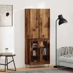 Highboard 2 pcs Staro drvo Inženjersko drvo i staklo