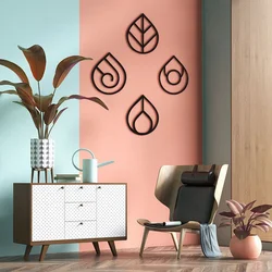 WallXpert metalni zidni ukras DK-ELT-001, simboli četiri elementa u obliku kapi, 4 dela, 33 x 40 cm, crni