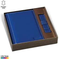 Princ Leather Set Rokovnik, B5, 330 listova + Futrola za olovku, Plavi