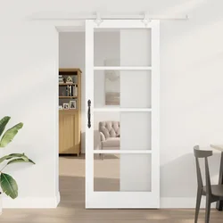 Klizna vrata Bijelo 83 x 211 cm Masivna borovina i staklo