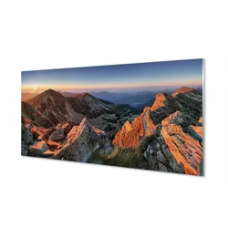 tulup.si Steklena slika Mountain sunset 100x50 cm 4 obešalnika