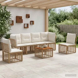 Set vanjskih sofa 7 pcs Prirodna i krema bijela Poliester