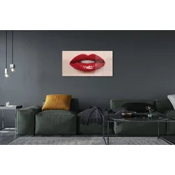 tulup.si Slika na steklu Rdeče ustnice 125x50 cm 4 obešalnika