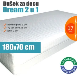 Dušek za decu Dream 2u1 - 180x70x17 cm