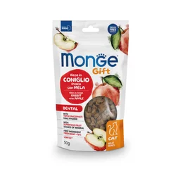 MONGE Poslastice za mačke sa ukusom ribe, zečetine i jabuke Meat Minis Dental, 50g