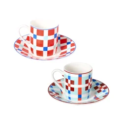 Tognana Set od 2 šoljice za kafu New Milk&C Patch, 9 cl, Sa tacnama, Šareni