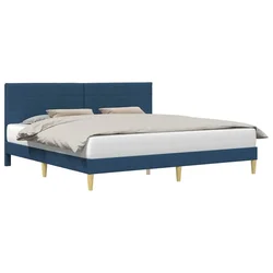 Vidaxl Konstrukcija postelje z vzglavjem Modra 200 x 200 cm Blago