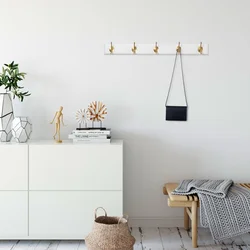 HANAH HOME Drvena zidna kuka bela - zlatna boja ASK 005