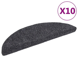 Prostirke za stepenice, samoljepljive, 10 kom, 56x17x3 cm, tamno sive, poluokrugle