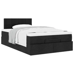 Otomanski krevet s madracem crni 120x190 cm tkanine