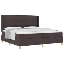 Vidaxl Postelja z vzmetnico z vzmetnico Temno rjava 200 x 200 cm blago