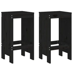 Barski stolci 2 kom crni 40 x 36 x 75 cm od masivne borovine