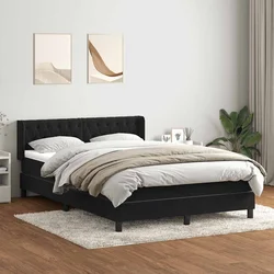 vidaXL Box spring postelja z vzmetnico črna 160x210 cm žamet