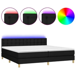 Vidaxl Box spring postelja z vzmetnico LED črna 200x200 cm blago