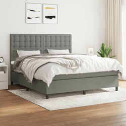 Vidaxl Box spring postelja z vzmetnico temno siva 160x200 cm blago