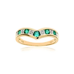 DIAMANT LETERNEL Prstan Ring aus 375 Gelbgold mit Diamant mit Smaragd zlata