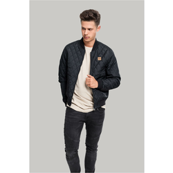Diamond Quilt Nylon Jacket Black