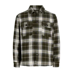 JACK & JONES Srajca JJEREGENT oliva / bela