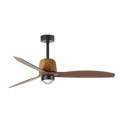 FARO 334351N - LED prigušiva ventilator WEAVER M 16W/230V prečnik 128 cm braon/crna + daljinski upravljač