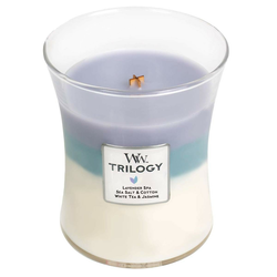Woodwick Dišeča srednjevečna sveča Trilogy Calming Retreat 275 g