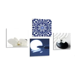 Komplet slik Fengshui v belo-modri varianti - 4x 60x60