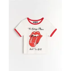 Sinsay - Pamučna majica sa printom The Rolling Stones - crvena
