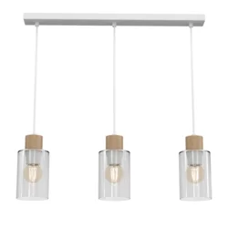 Luster na sajli MADERA 3xE27/60W/230V bela/drvo