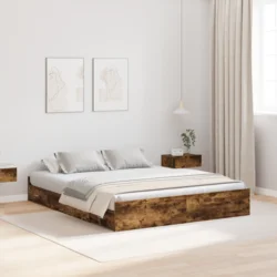 Krevet s ladicama Dimljeni hrast 150 x 200 cm Konstruirano drvo