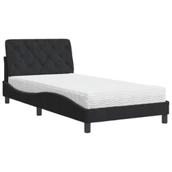 Krevet s madracem crni 100x200 cm baršunasti