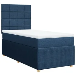 Vidaxl Box spring postelja z vzmetnico modra 90x200 cm blago