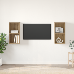 Set TV komoda Zidne 2 pcs Umjetnički hrast 37 x 37 x 72 cm