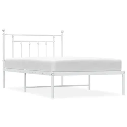 Vidaxl Kovinski posteljni okvir z vzglavjem bel 100x200 cm