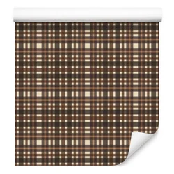 Rjava karo tapeta Rjava, rjava in oranžna 50x1000 cm