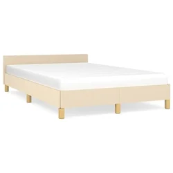 Vidaxl Posteljni okvir brez vzmetnice krem 120x200 cm blago