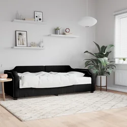 Dnevna postelja z vzmetnico črna 90x200 cm blago