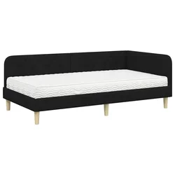 Vidaxl Kotna postelja Črna 90 x 190 cm blago
