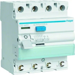 Hager 3P+N 40A/30mA diferencialno stikalo tipa A QuickConnect